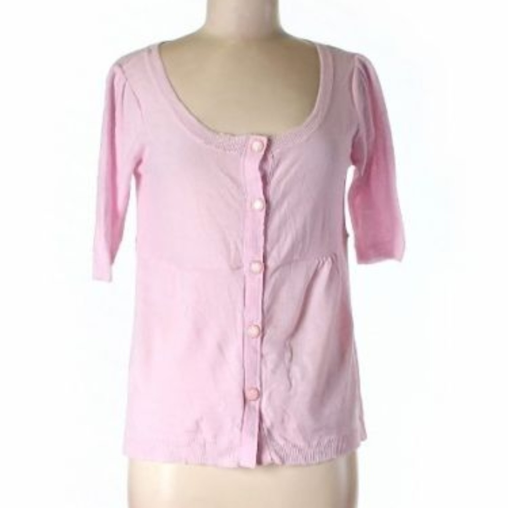 NWT Womens Size Small or Medium Anthropologie Tulle Cardigan Sweater Pink Top
